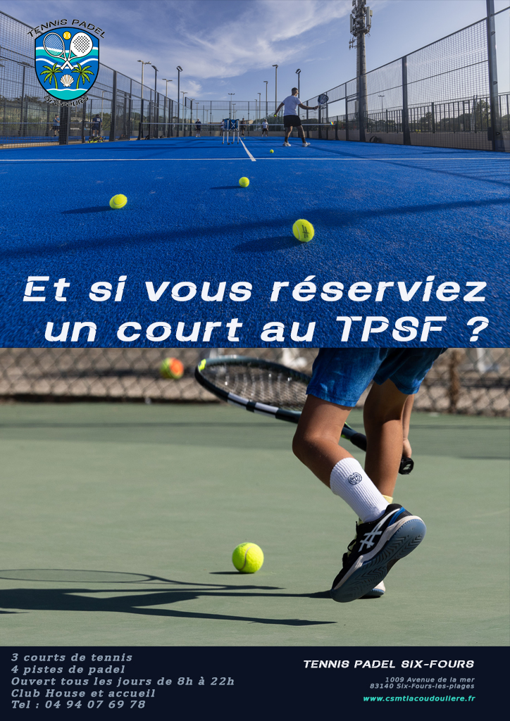 Réserver un court de tennis ou une piste de padel au TPSF